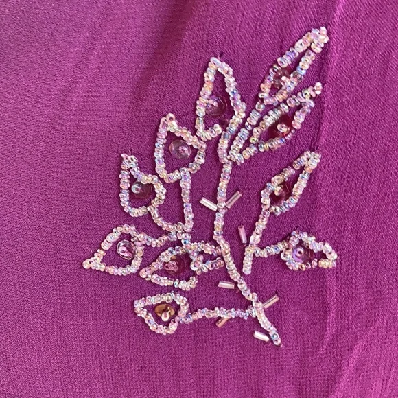 Vintage 80s Beaded Leaf Dress XXL - Picture 8 of 15